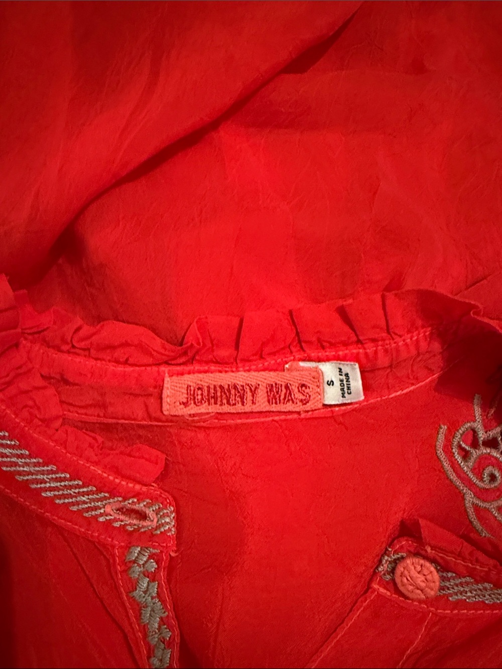Johnny Was Ruelle Button Down Embroidered Blouse S - Picture 13 of 14